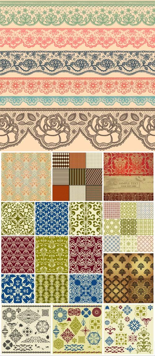 Borders and backgrounds with patterns in vector