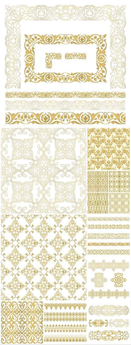 Gold patterns and ornaments in vector