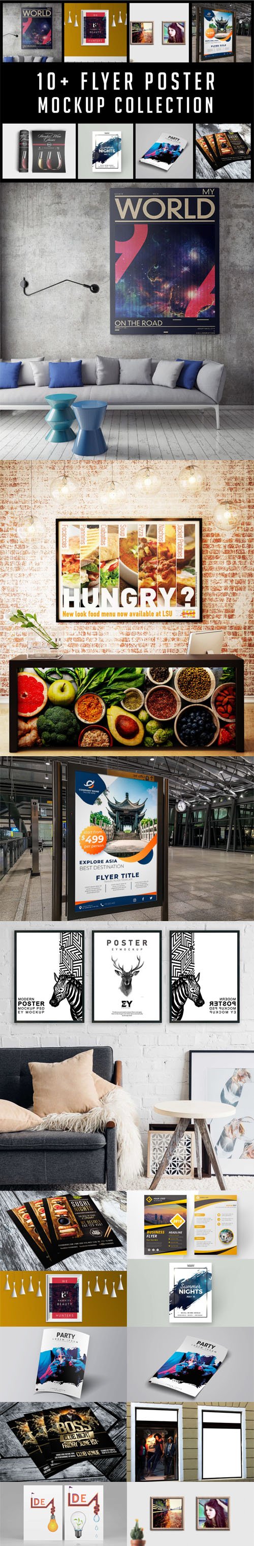 10+ Flyer Poster PSD Mockups Templates Collection