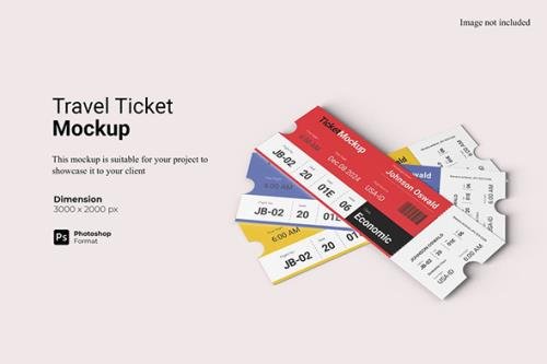Realistic View Travel Ticket Mockup