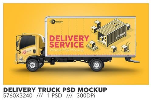 Delivery Truck PSD Mockup