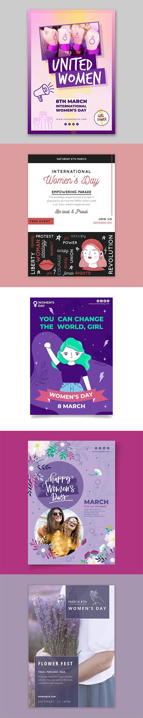 International women day poster template set