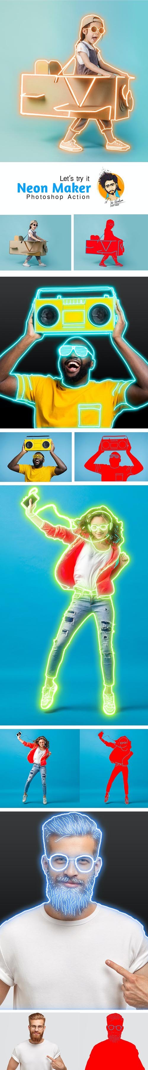 Neon Maker Photoshop Action 29732242