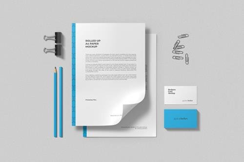 A4 Paper and Business Card Mockups