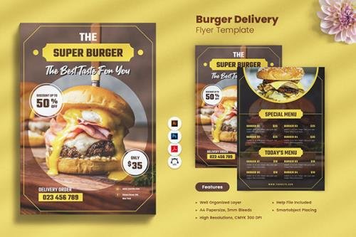 Burger Delivery Flyer PSD