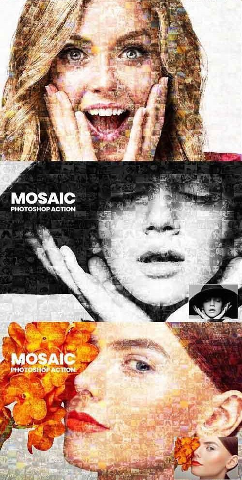 Mosaic Photo Photoshop Action - 3136015