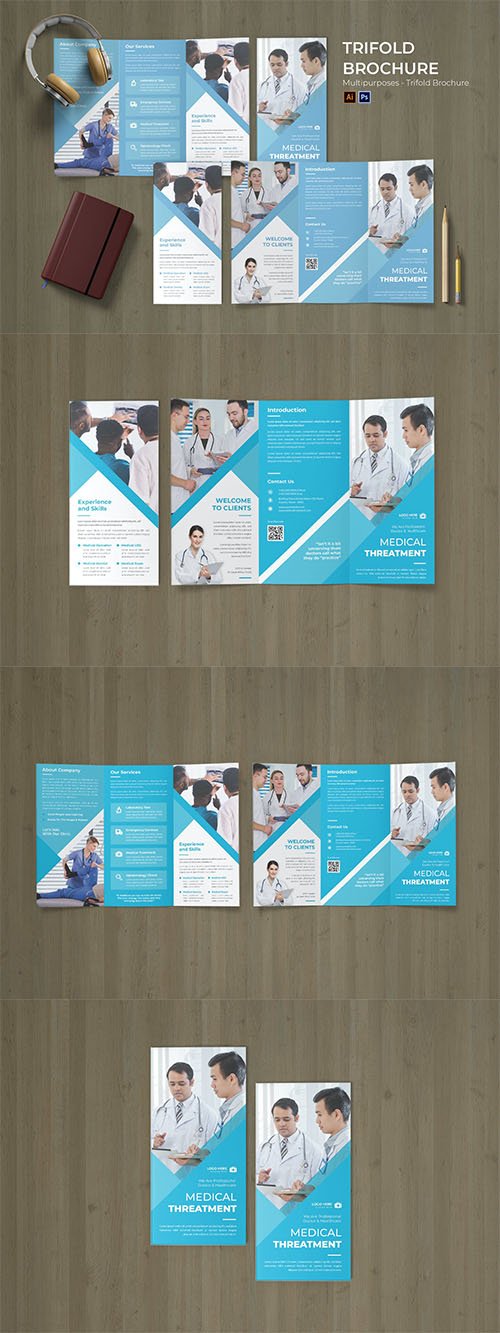 Medical Clinic Trifold Brochure PSD