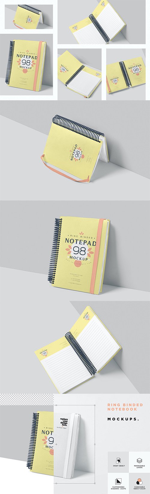 Ringed Notebook Mockups PSD