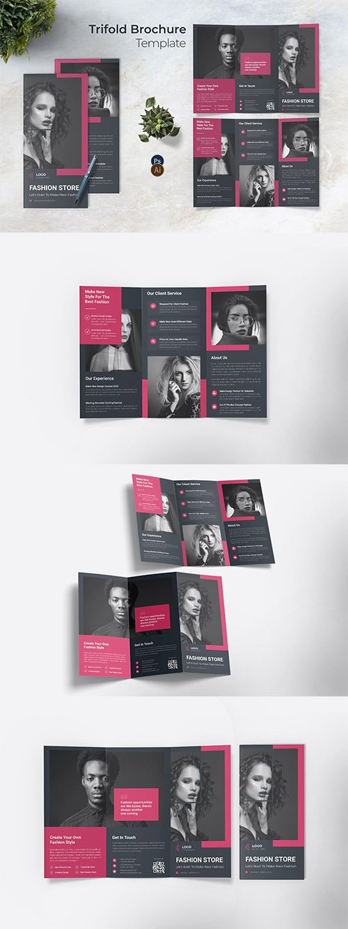 Fashionable Style Trifold Brochure PSD