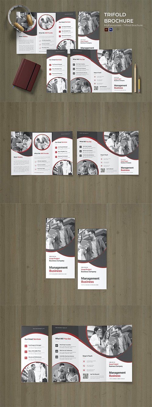 Management Business Trifold Brochure PSD