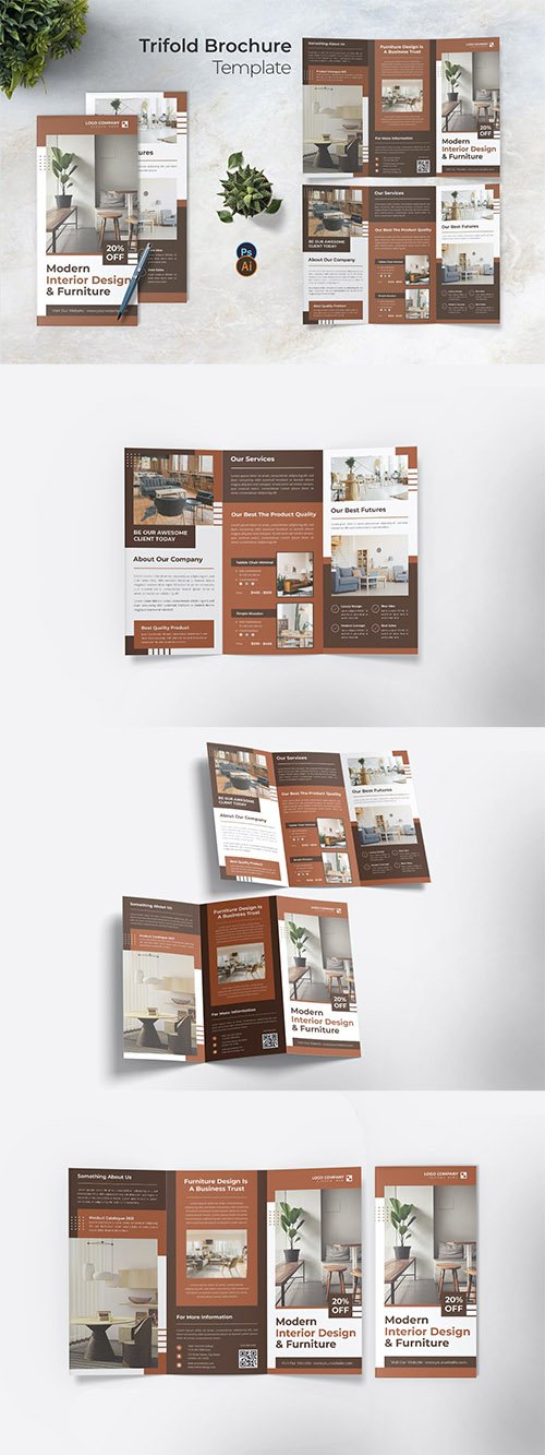Design Interior Trifold Brochure PSD