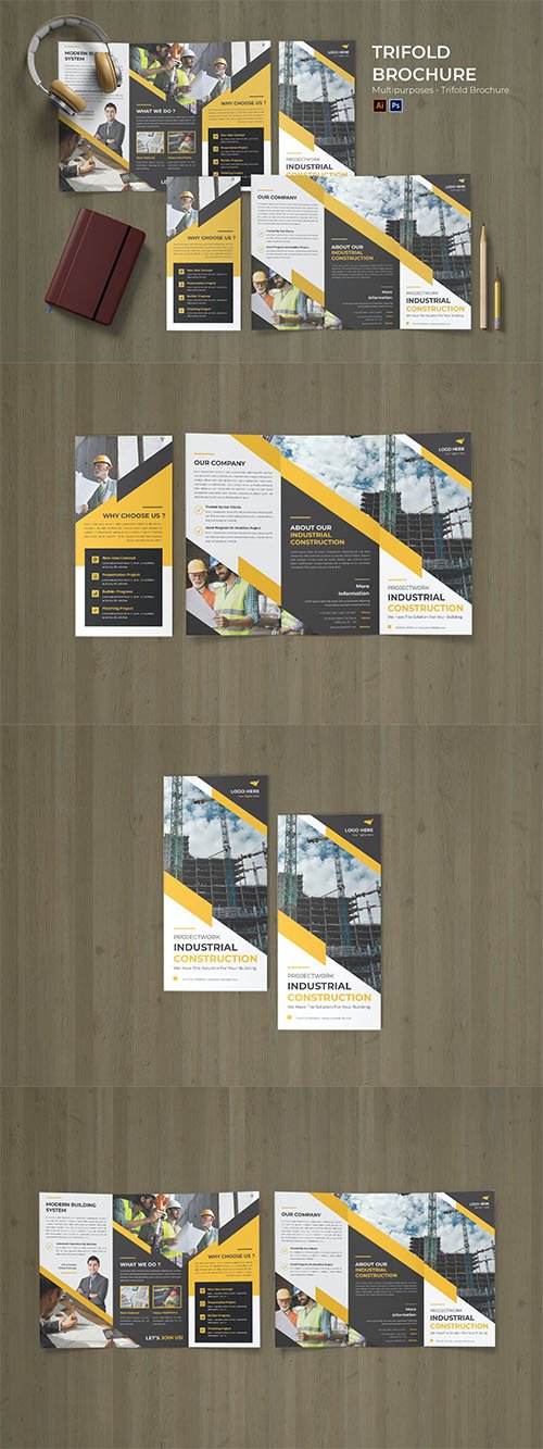 Construction Site Trifold Brochure PSD