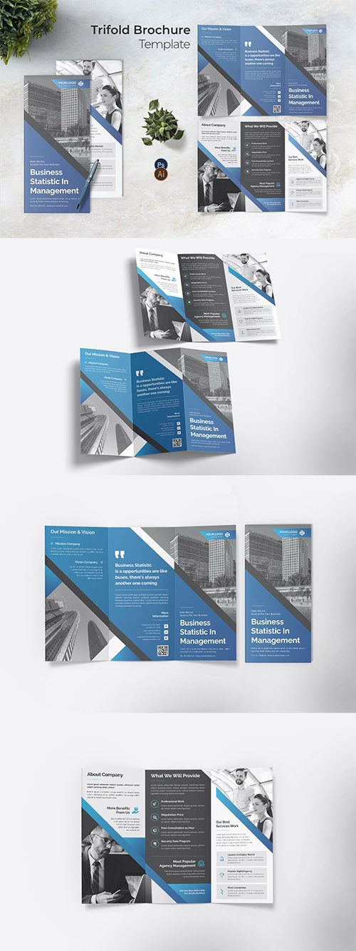 Statistic Management Trifold Brochure PSD