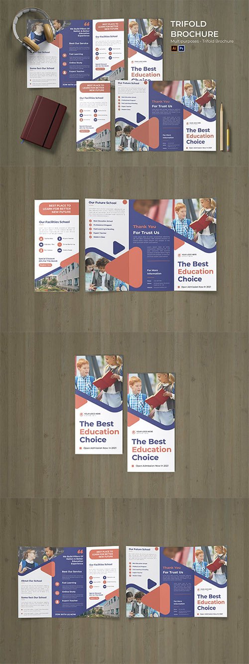 School Admission Trifold Brochure PSD