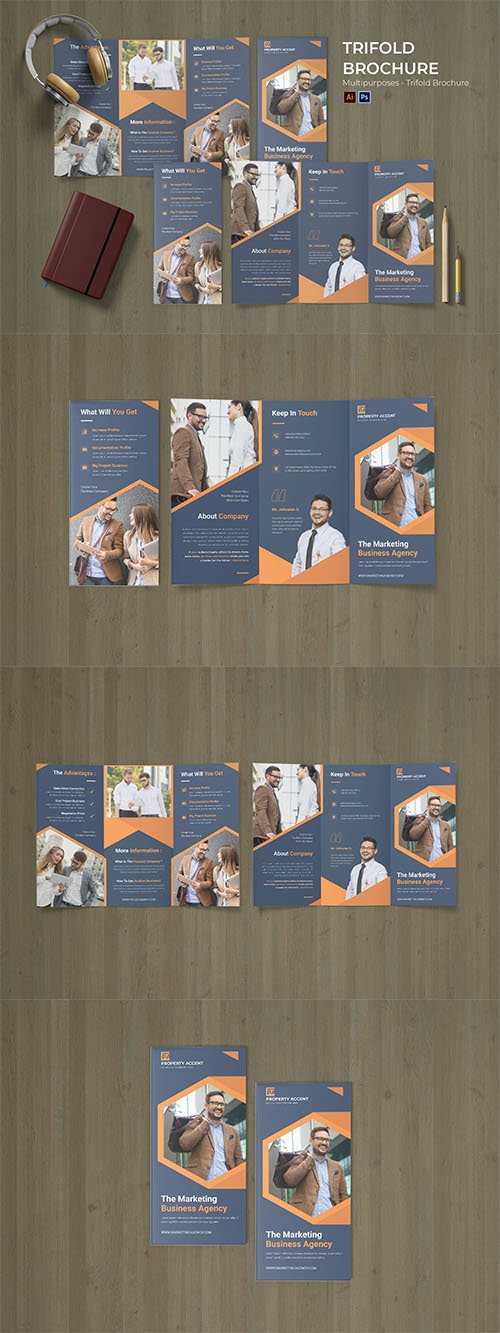 Working Office Trifold Brochure PSD