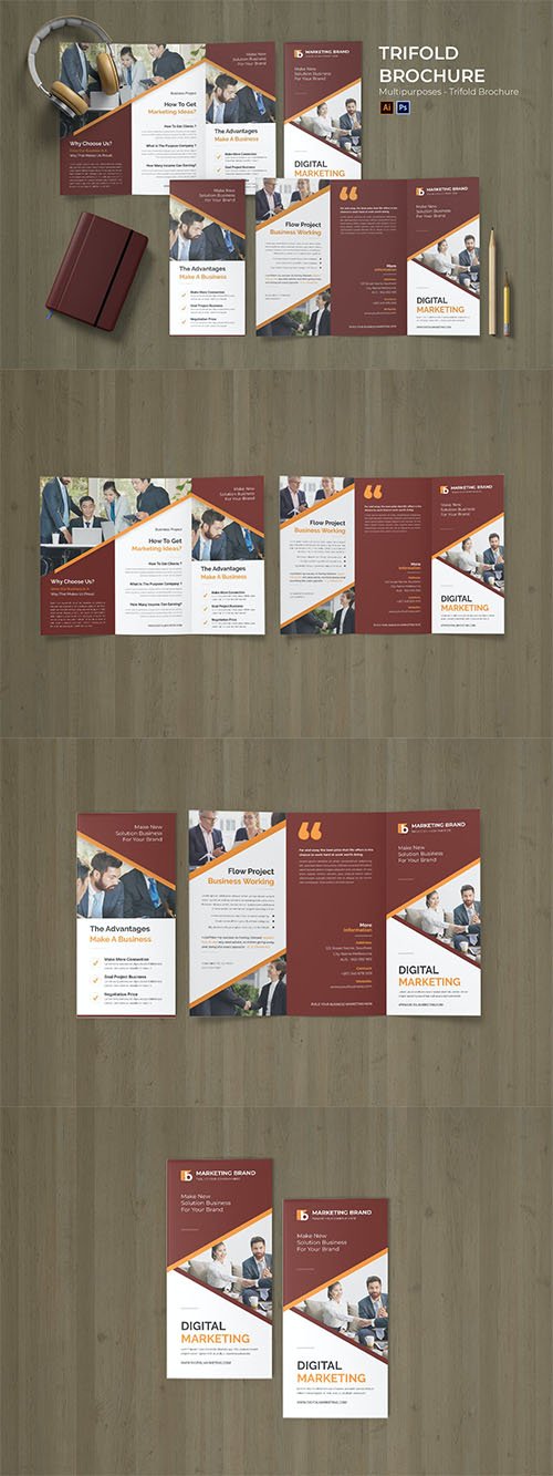 Media Marketing Trifold Brochure PSD