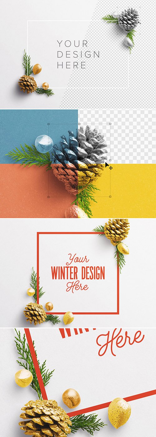 Winter Frame with Natural Elements Scene Creator Mockup