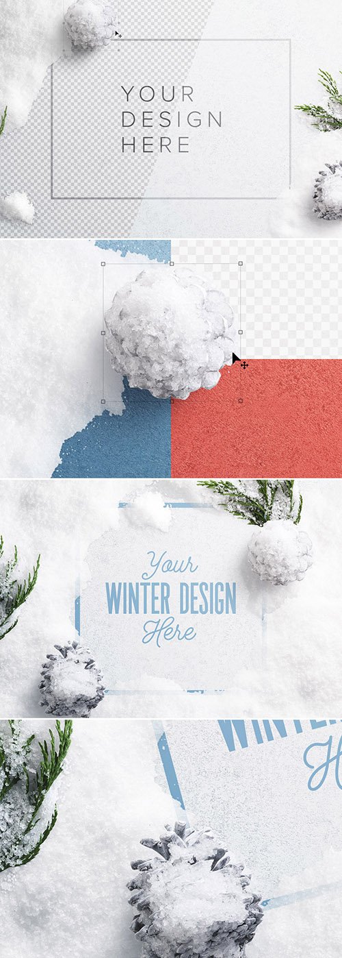 Winter Snow with Frame Scene Creator Mockup