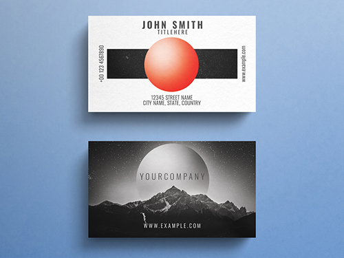 Business Card Layout with Outer Space Elements