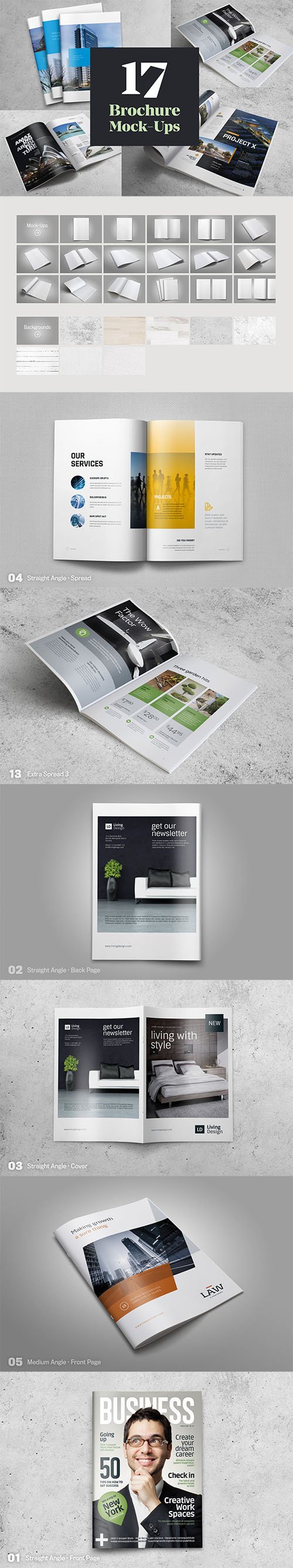 17 Brochure Mock-Ups PSD