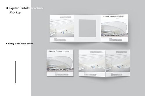 Square Trifold Brochure Mockup V.2 PSD