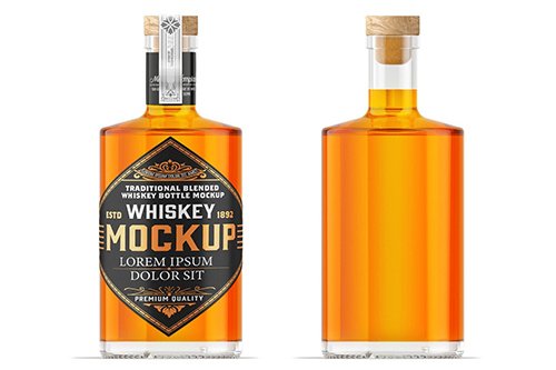 Whiskey Glass Bottle Mockup PSD