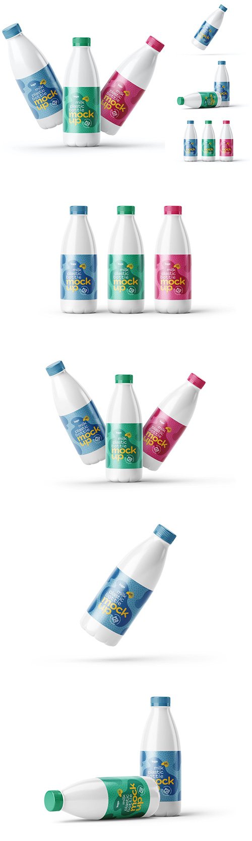 Plastic Milk Bottle Label Mockup Set PSD