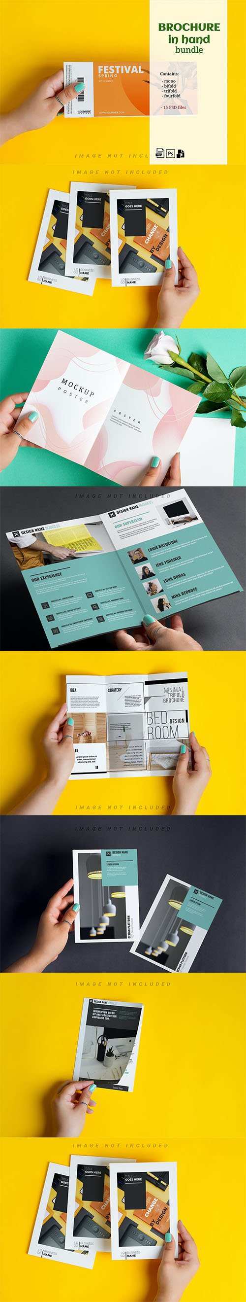 Brochure Mockup in Hand Kit PSD