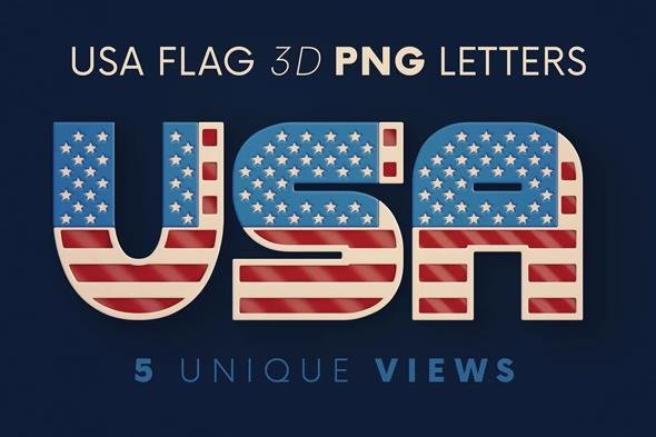 USA Flag - 3D Lettering - 5879454