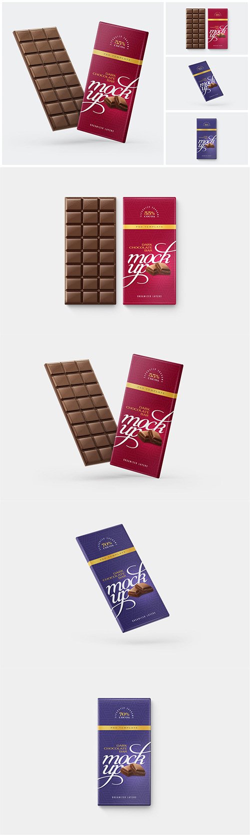 Chocolate Bar Mockup Set PSD