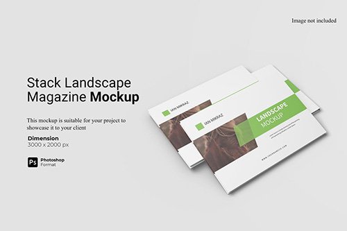 Stack Landscaped Magazine Mockup PSD