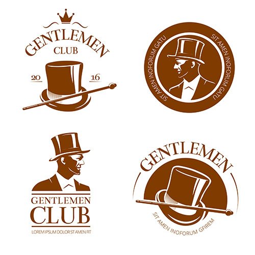 Retro gentlemen club emblems and labels