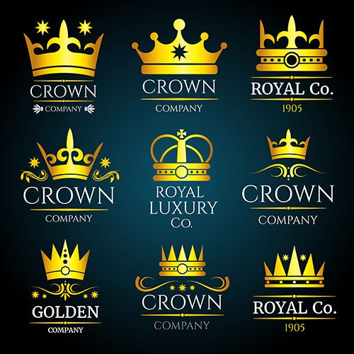 Luxury crown vintage monogram logos set
