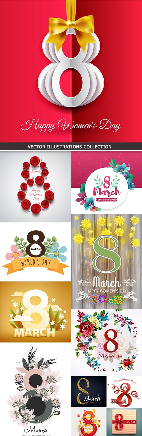 Women's Day March 8 decorative flowers design collection 5