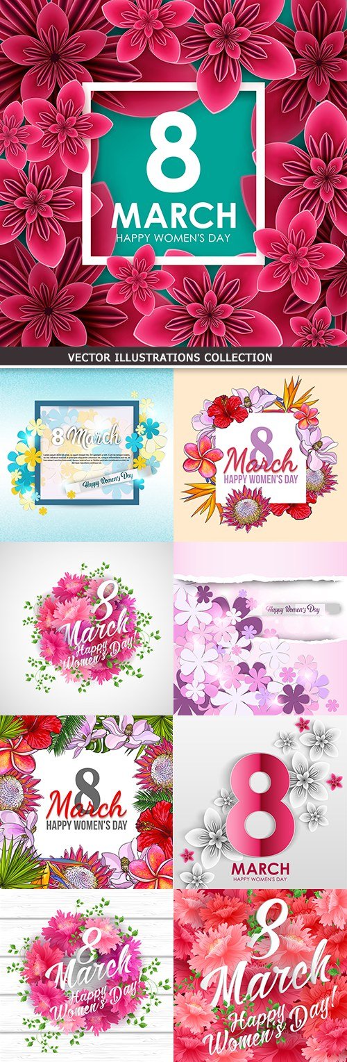 Women's Day March 8 decorative flowers design collection 2