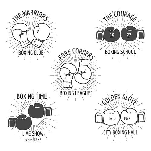 Vintage boxing logo set