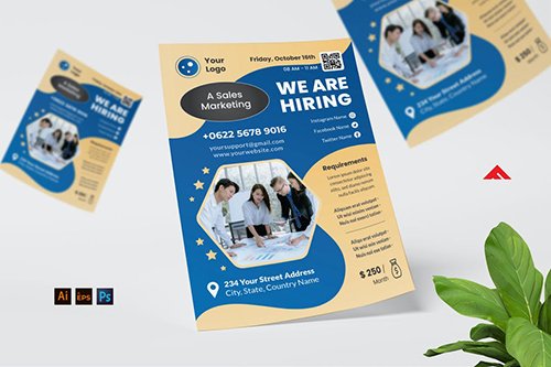 Sales Marketing Job Hiring Flyer PSD