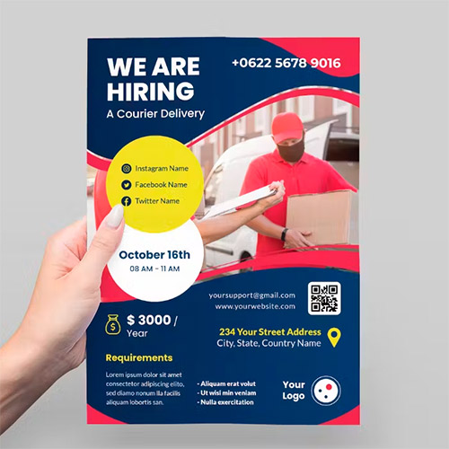 Courier Job Hiring Flyer PSD