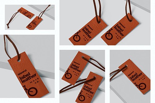 Leather Label with String Mockups PSD