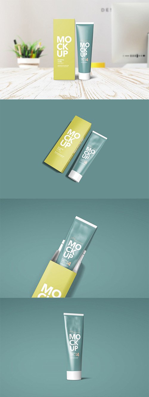 Cream Tube & Box Mockups PSD