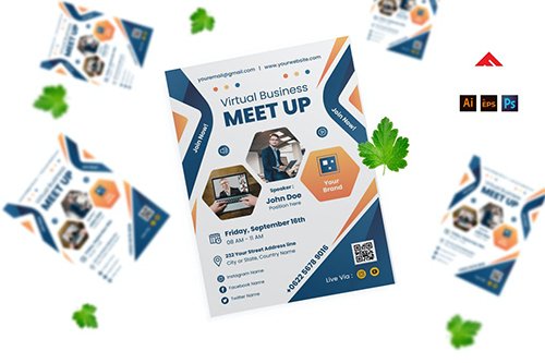 Business Virtual Event Flyer PSD