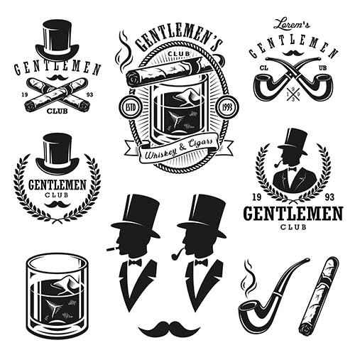 Set of vintage gentlemen emblems