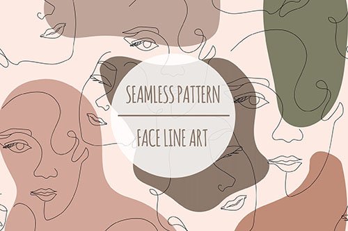Face Line Art Seamless Pattern