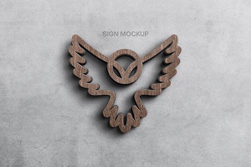 Wooden Sign Logo Mockup PSD