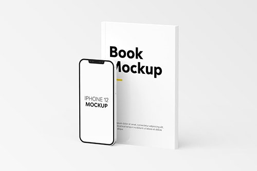 Book & iPhone 12 Mockup