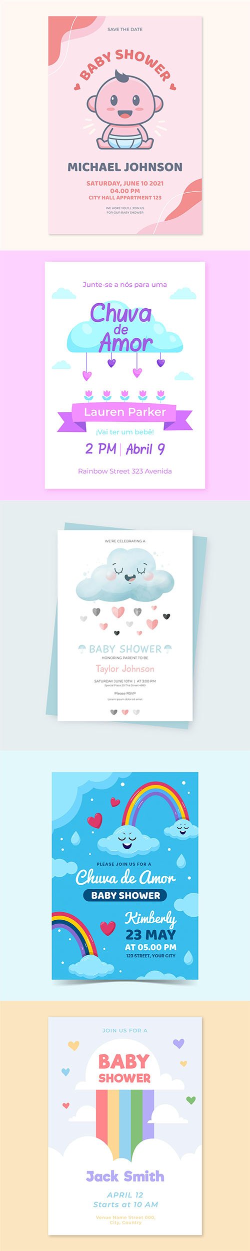 Chuva de amor baby shower card Vol2