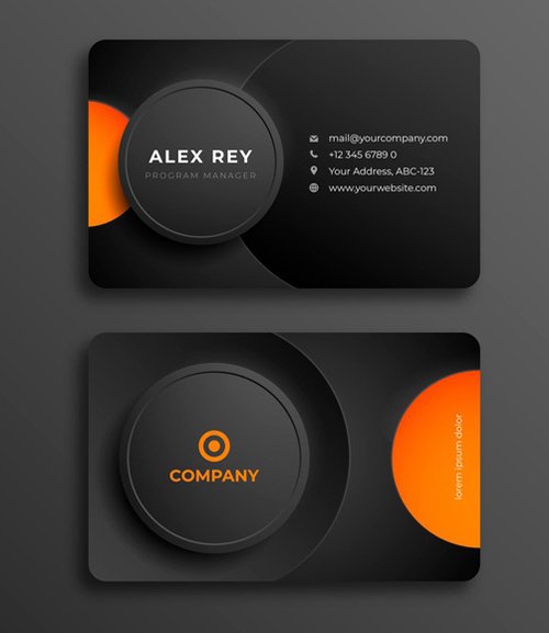 Black & Orange Business Card Vector Template