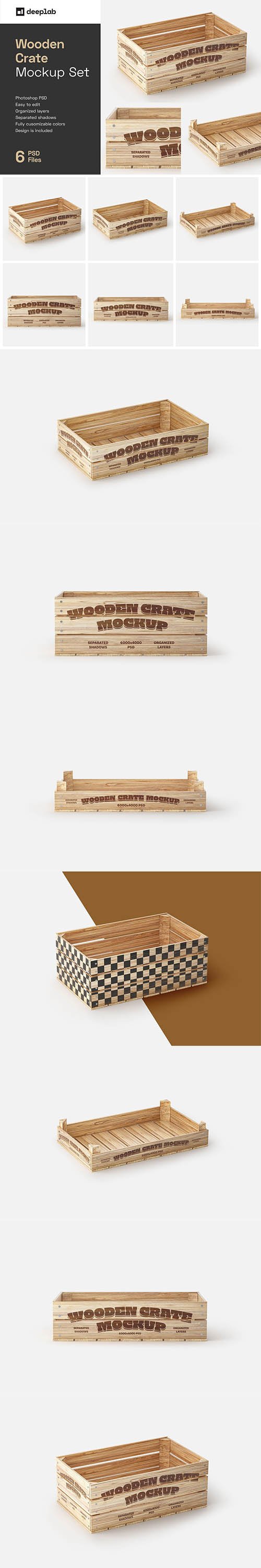 Wooden Crate Mockup Set 6042095