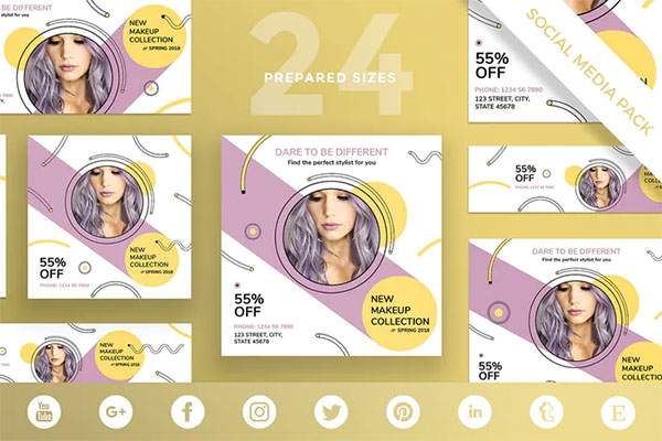 Makeup Cosmetics Social Media Pack Template