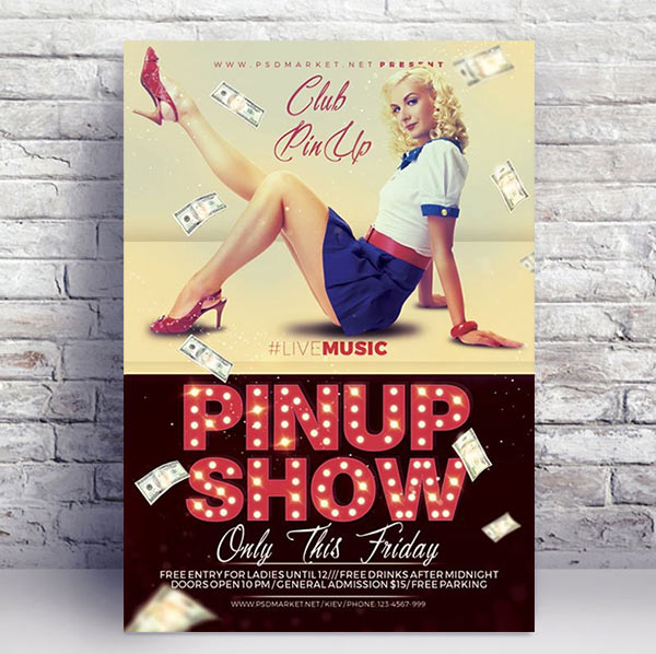 Pin Up Show Flyer - PSD Template